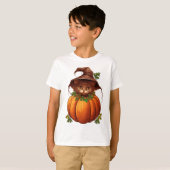 SCHATTIGE FUNNY KAT POMPOEN T-SHIRT (Voorkant volledig)