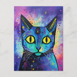 Schattige Funny Kitty Cat Mixed Media Dier Pet Briefkaart
