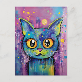 Schattige Funny Kitty Cat Mixed Media Dier Pet Briefkaart