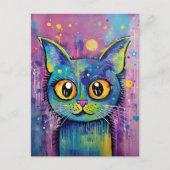Schattige Funny Kitty Cat Mixed Media Dier Pet Briefkaart (Voorkant)