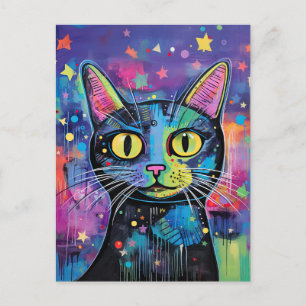 Schattige Funny Kitty Cat Mixed Media Dier Pet Briefkaart