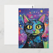 Schattige Funny Kitty Cat Mixed Media Dier Pet Briefkaart (Voorkant / Achterkant)