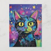 Schattige Funny Kitty Cat Mixed Media Dier Pet Briefkaart (Voorkant)