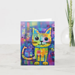 Schattige Funny Kitty Cat Mixed Media Dier Pet Kaart