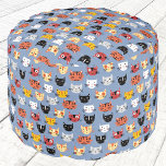Schattige Funny Kitty Kattenpatroon Blauw Poef<br><div class="desc">Schattige kleine kittens voor dierenvrienden en kattenmensen overal. Originele kunst van Nic Squirrell.</div>