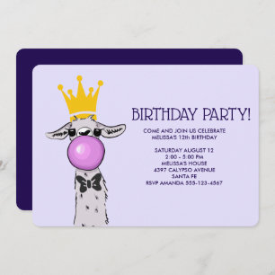Schattige Funny Llama Illustratie Verjaardagsfeest Kaart