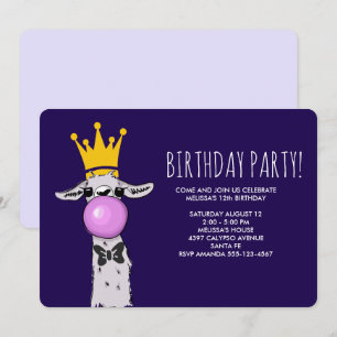Schattige Funny Llama Illustratie Verjaardagsfeest Kaart