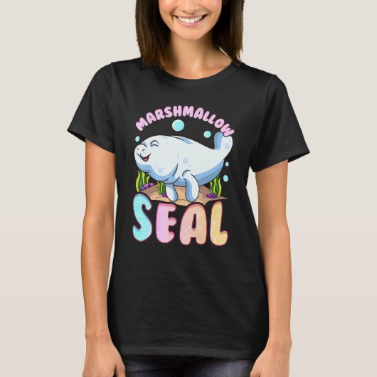 Schattige Funny Manatees De Marshmallow Seal van d T-shirt (Voorkant)