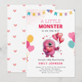 Schattige Funny Monster Baby shower Kaart (Voorkant / Achterkant)