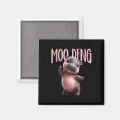 Schattige Funny Moo-deng Ba Magneet (Voorkant / Achterkant)