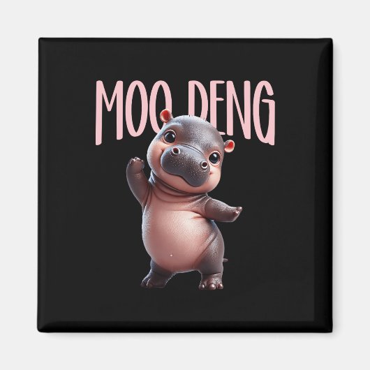 Schattige Funny Moo-deng Ba Magneet (Voorkant)