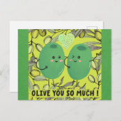 Schattige Funny Olive You Ik Hou Van Je Briefkaart (Voorkant / Achterkant)