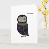 Schattige Funny Owl Hoot Wenskaart Kaart (Gele Bloem)