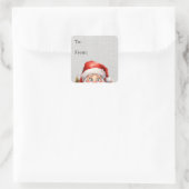 Schattige Funny Peeking Santa Gift Label (Tas)