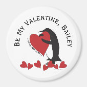 Schattige Funny Penguin en Red Heart Be My Valenti Magneet (Voorkant)