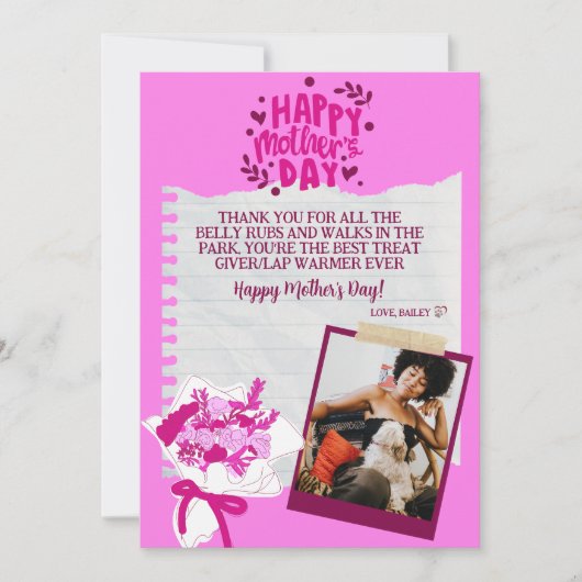 Schattige Funny Pet Moederdag Gepersonaliseerd Feestdagenkaart (Voorkant)