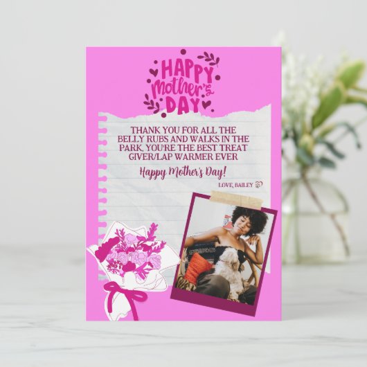 Schattige Funny Pet Moederdag Gepersonaliseerd Feestdagenkaart (Staand voorkant)