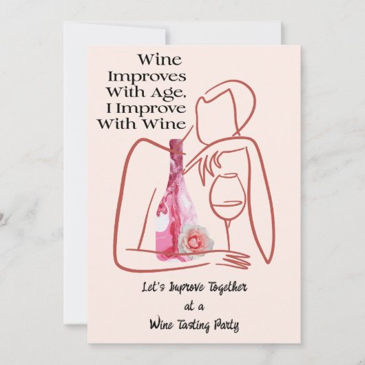Schattige Funny Pink Floral Wine Party Kaart (Voorkant)