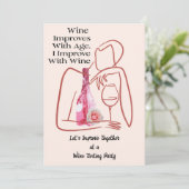 Schattige Funny Pink Floral Wine Party Kaart (Staand voorkant)