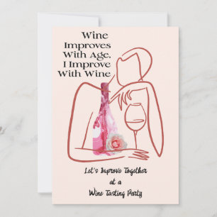 Schattige Funny Pink Floral Wine Party Kaart