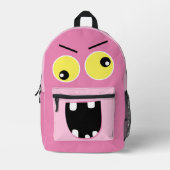 Schattige Funny Pink Monster w / Naam Kinder Bedrukte Rugzak (Voorkant)