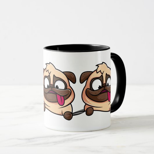Schattige Funny Pug Dog Animal Design Mok (Voorkant rechts)