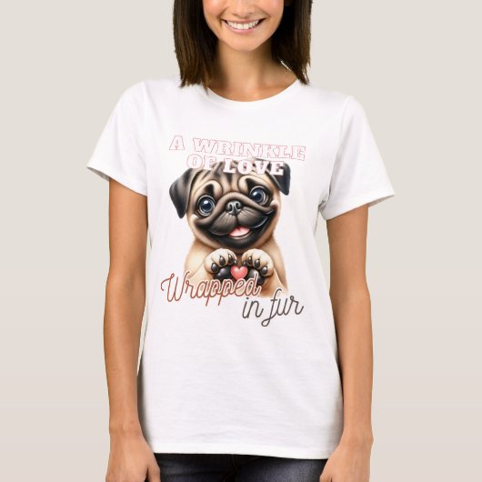 SCHATTIGE FUNNY PUG DOG GEZEGDE T-SHIRT (Voorkant)