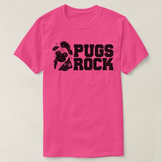 Schattige Funny Pugs Rock Pug Eigenaren Rocker T-shirt (Design voorkant)