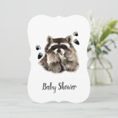Schattige Funny Raccoon Garden Animal Baby shower Kaart (Staand voorkant)