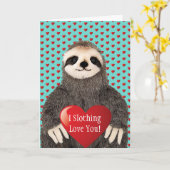 Schattige Funny Sloth Valentijnsdag Heart Pun Kaart (Gele Bloem)