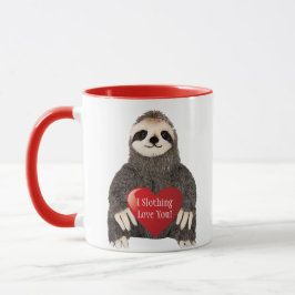 Schattige Funny Sloth Valentijnsdag Heart Pun Mok