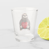 Schattige Funny Sloth Valentijnsdag Heart Pun Shot Glas (Achterkant)
