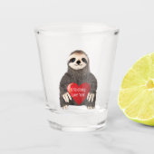 Schattige Funny Sloth Valentijnsdag Heart Pun Shot Glas (Voorkant)