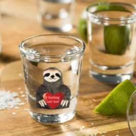 Schattige Funny Sloth Valentijnsdag Heart Pun Shot Glas