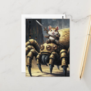 Schattige Funny Steampunk Hamster en Spider Briefkaart