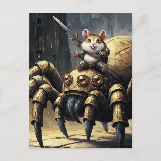 Schattige Funny Steampunk Hamster en Spider Briefkaart (Voorkant)