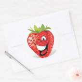 Schattige Funny Strawberry Cartoon ontwerp Ronde Sticker (Envelop)