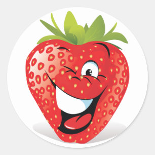 Schattige Funny Strawberry Cartoon ontwerp Ronde Sticker