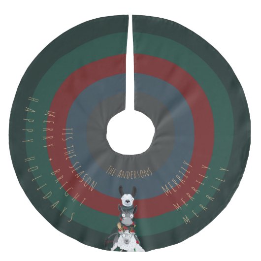 Schattige Funny Striped Donkey Llama Sheep geperso Kerstboom Rok (Voorkant)