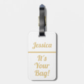 Schattige Funny White Gold bagagelabel voor vrouwe (Achterkant verticaal)