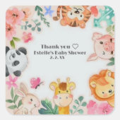 Schattige Funny Woodland Animals Baby shower Vierkante Sticker (Voorkant)