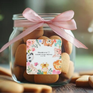 Schattige Funny Woodland Animals Baby shower Vierkante Sticker