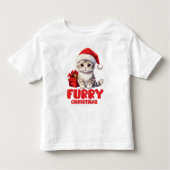 Schattige Furry Christmas kitten ontwerp Kinder Shirts (Voorkant)