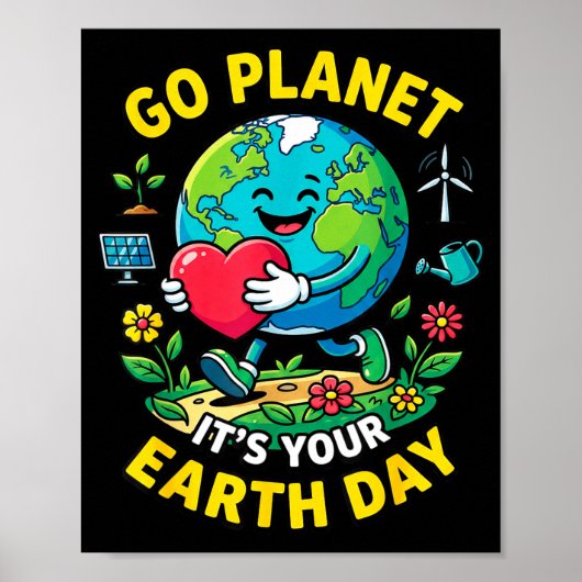 Schattige ga planeet aarde dag hart 2026 natuur be poster (Voorkant)