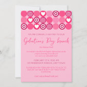 Schattige Galentine’s Day Brunch Roze Hart en Bloe Kaart (Voorkant)