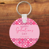 Schattige Galentine’s Day Pink Heart and Flower Pa Sleutelhanger (Voorkant)
