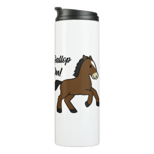 Schattige galop! Gelukkig veulen Kawaii paard ontw Thermosbeker