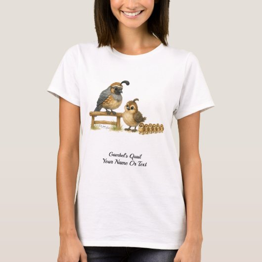 Schattige Gambel's Quail Covey T-shirt (Voorkant)