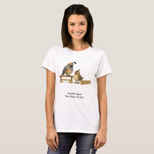 Schattige Gambel's Quail Covey T-shirt (Voorkant volledig)