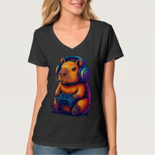 Schattige Gamer Capybara — met Headset & Controlle T-shirt